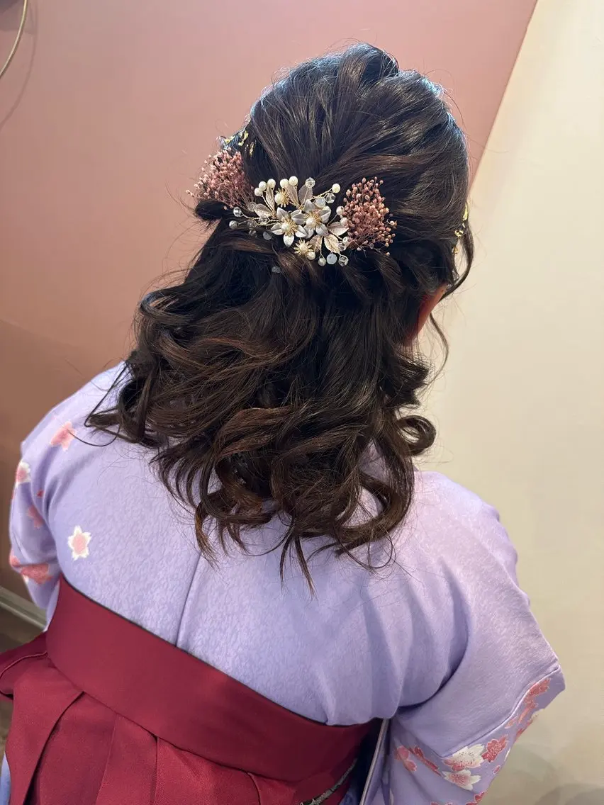 ミディアム ヘアアレンジ 卒業式のヘアスタイル 着付け pep natsumiのヘアスタイル
