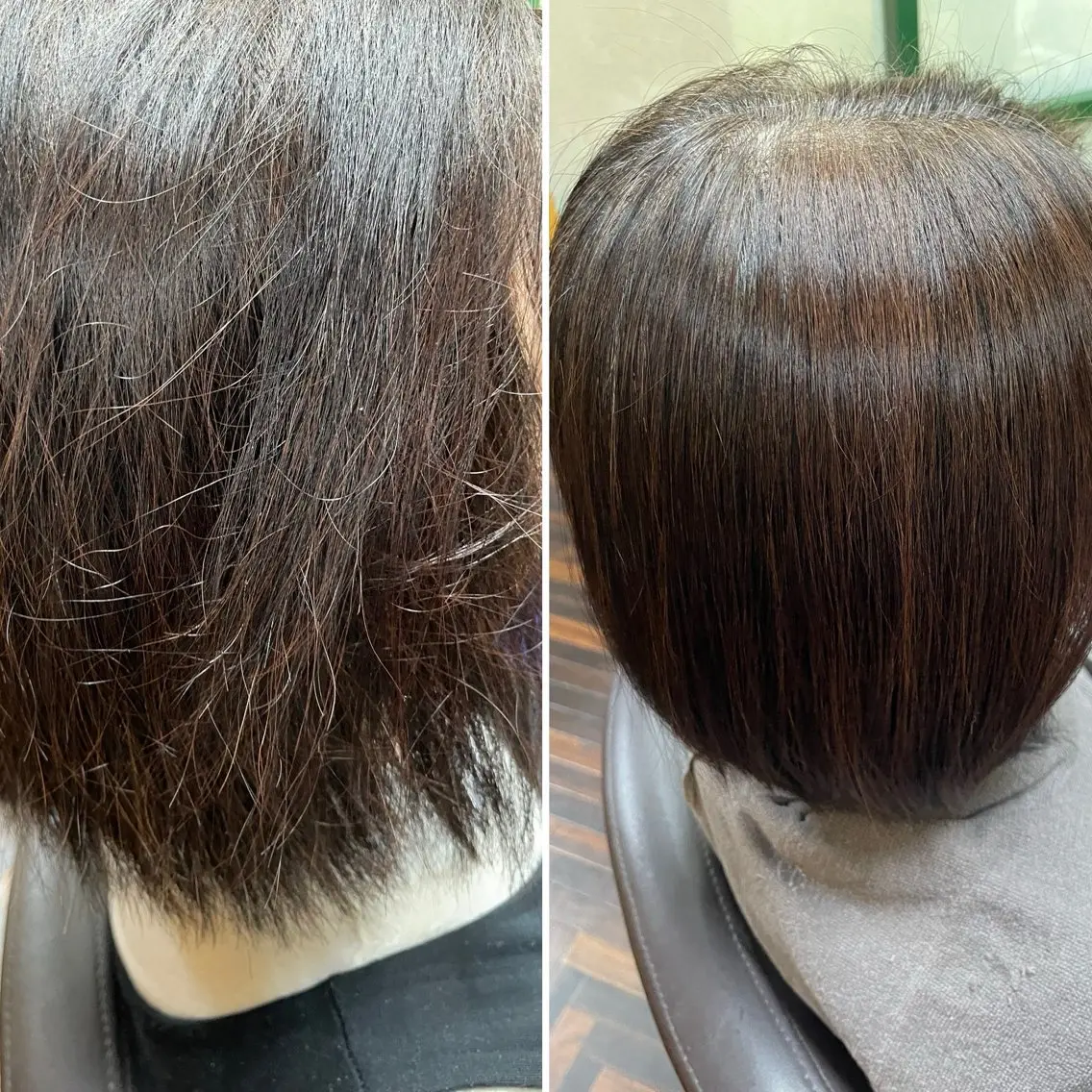 美髪矯正＋プレケア＋薬剤分解除去＋薬剤を弱酸性にもどすケアの写真
