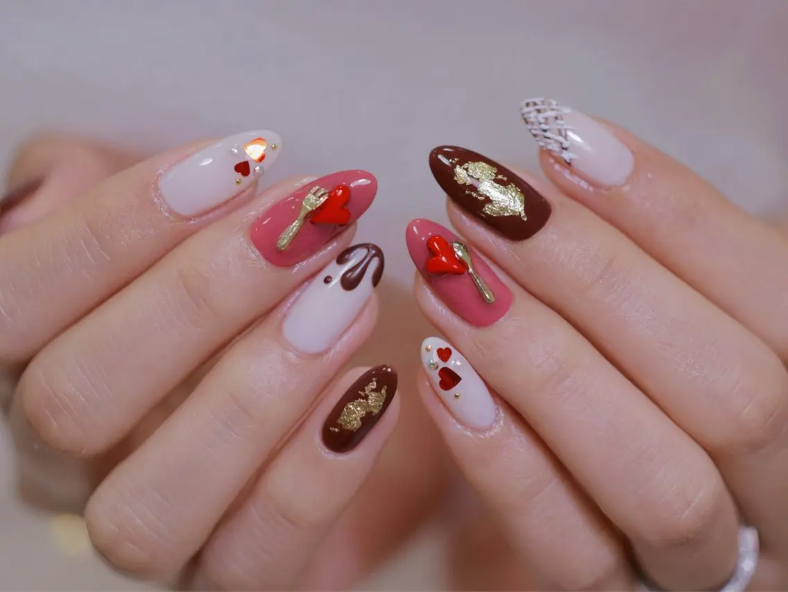 ネイル ブラウン ハンドネイル 幻之花 Nailのネイルデザイン