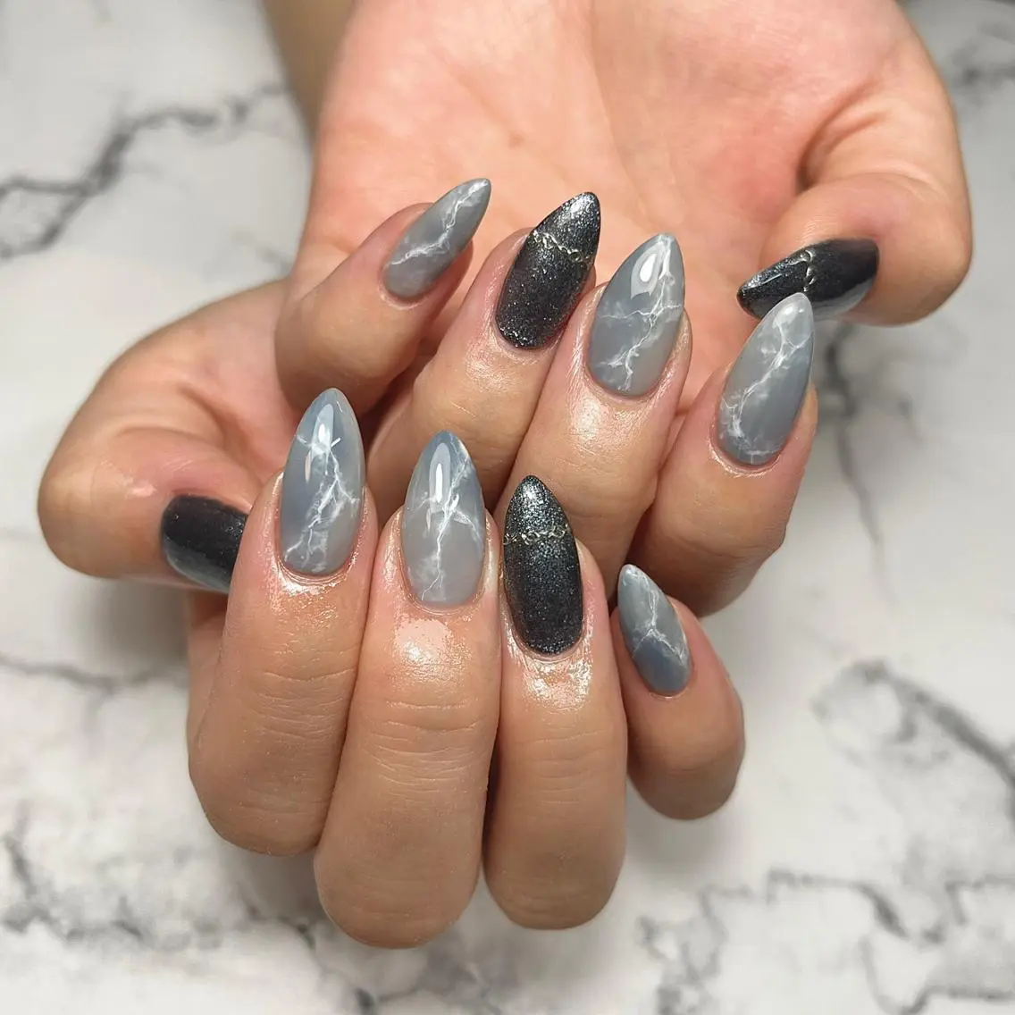 ネイル アートネイル ジェルネイル 氷ネイル・うるうるネイル 韓国ネイル 大理石ネイル(マーブル) ハンドネイル NAIL NOWのネイルデザイン