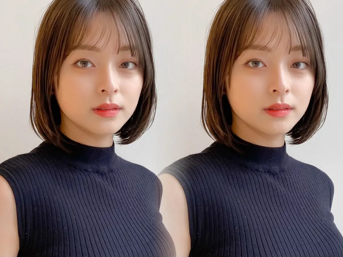ミディアム カラー ボブ カット ヘアカラー トリートメント レイヤー×髪質改善✨ 渋谷/佐藤侑哉のヘアスタイル