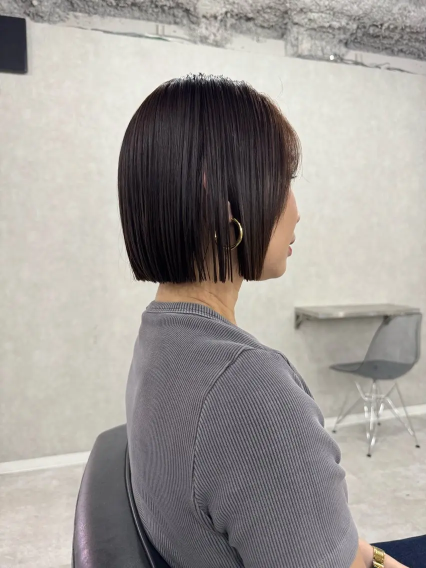 ショート 切りっぱなしボブ ボブ 無料カットモデル/ 梅田🌱さかそ。のヘアスタイル