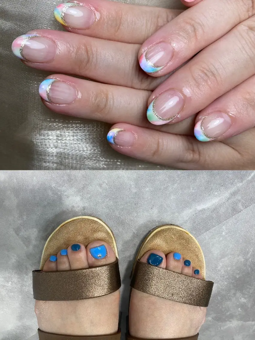 ネイル フラワーネイル フットネイル フレンチネイル ガーリー キラキラネイル ハンドネイル UM Nail Salonのネイルデザイン