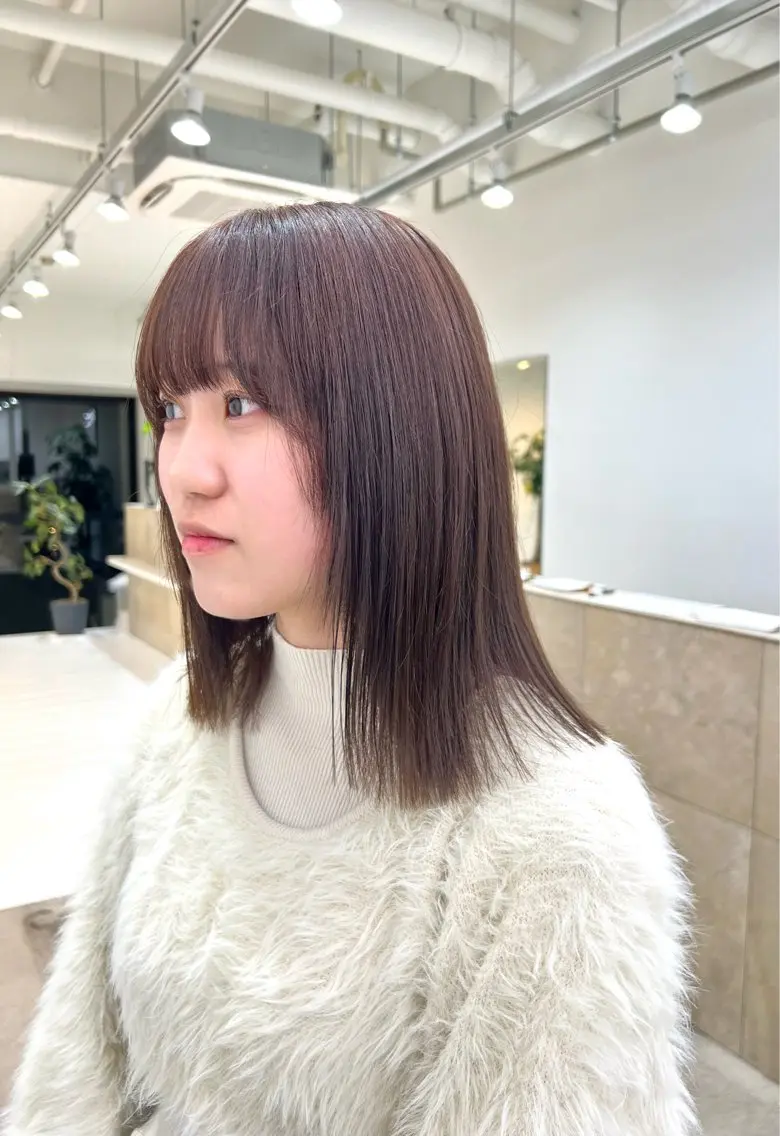 ミディアム カラー ブラウンカラー 透明感カラー ピンクカラー ピンクブラウン ヘアカラー ブリーチカラー🦋‪ 田中さくらのヘアスタイル