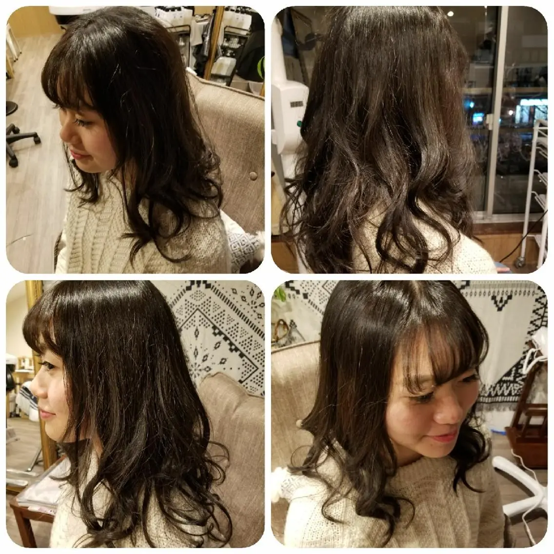 ロング カラー パーマ アディクシーカラー アッシュ 黒髪 透明感カラー 外国人風カラー spa hair ark 富井直美のヘアスタイル