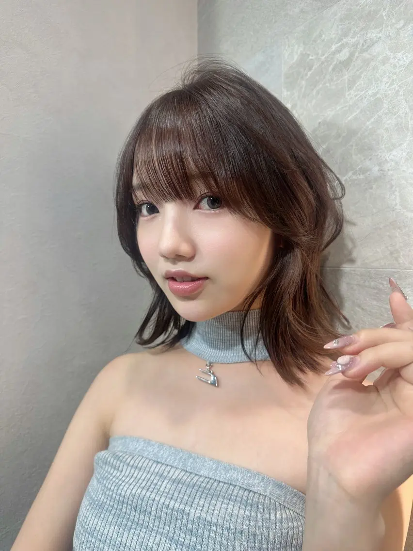 ミディアム カラー くびれヘア 縮毛矯正/ ✨艶髪/芦川優磨のヘアスタイル