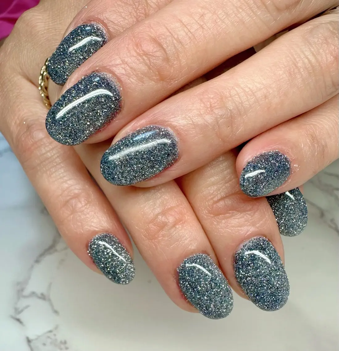 ネイル チークネイル フラッシュネイル ハート キラキラネイル ラメ(グリッター) Mai’s nailのネイルデザイン