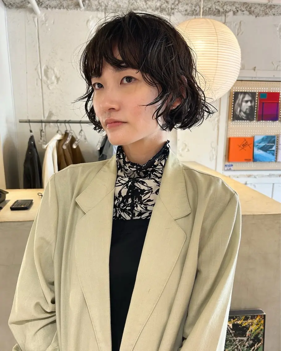 ショート パーマ ボブ ニュアンスパーマ カット パーマ トリートメント 村上雅人 ナチュラルモードのヘアスタイル