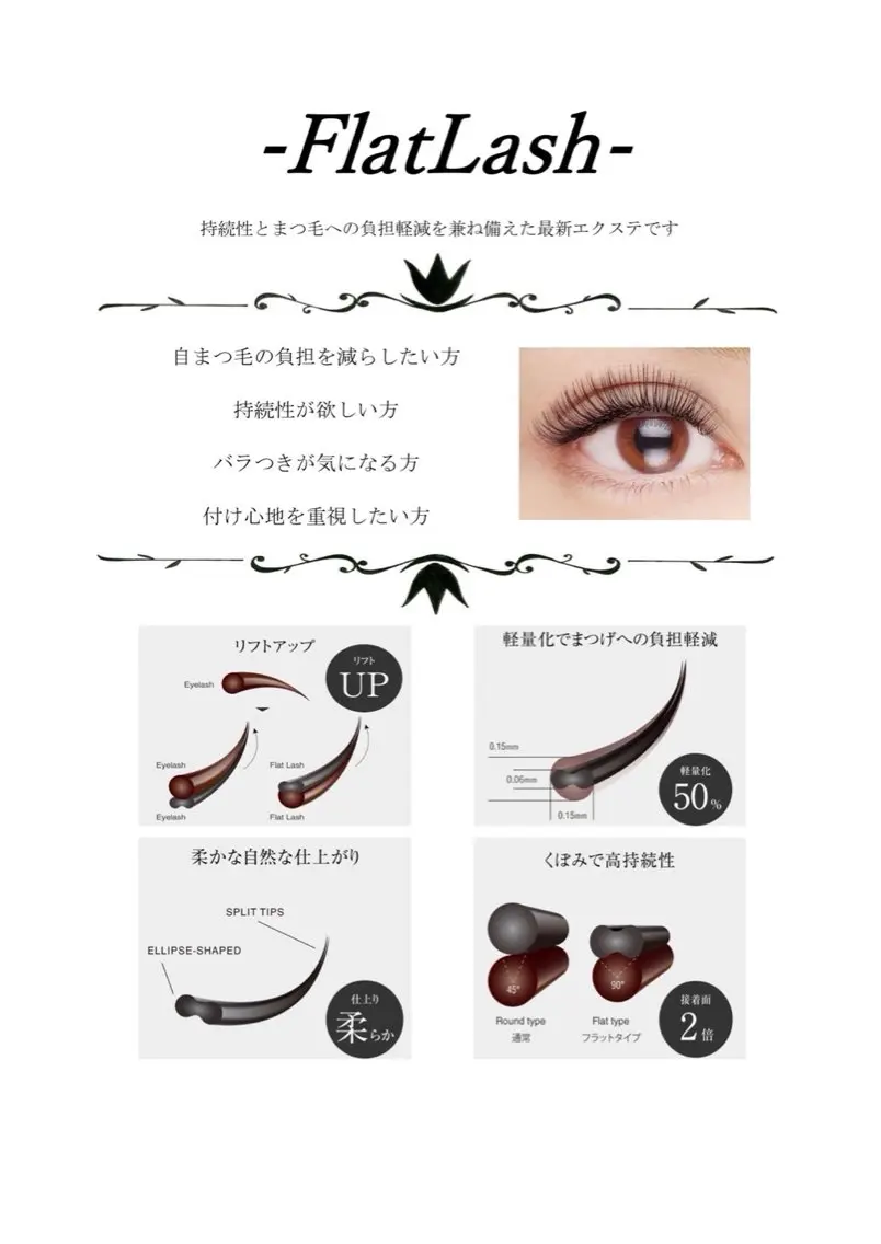 マツエク・マツパ フラットラッシュ SalonEF 芽生/MEIのマツエク・マツパデザイン