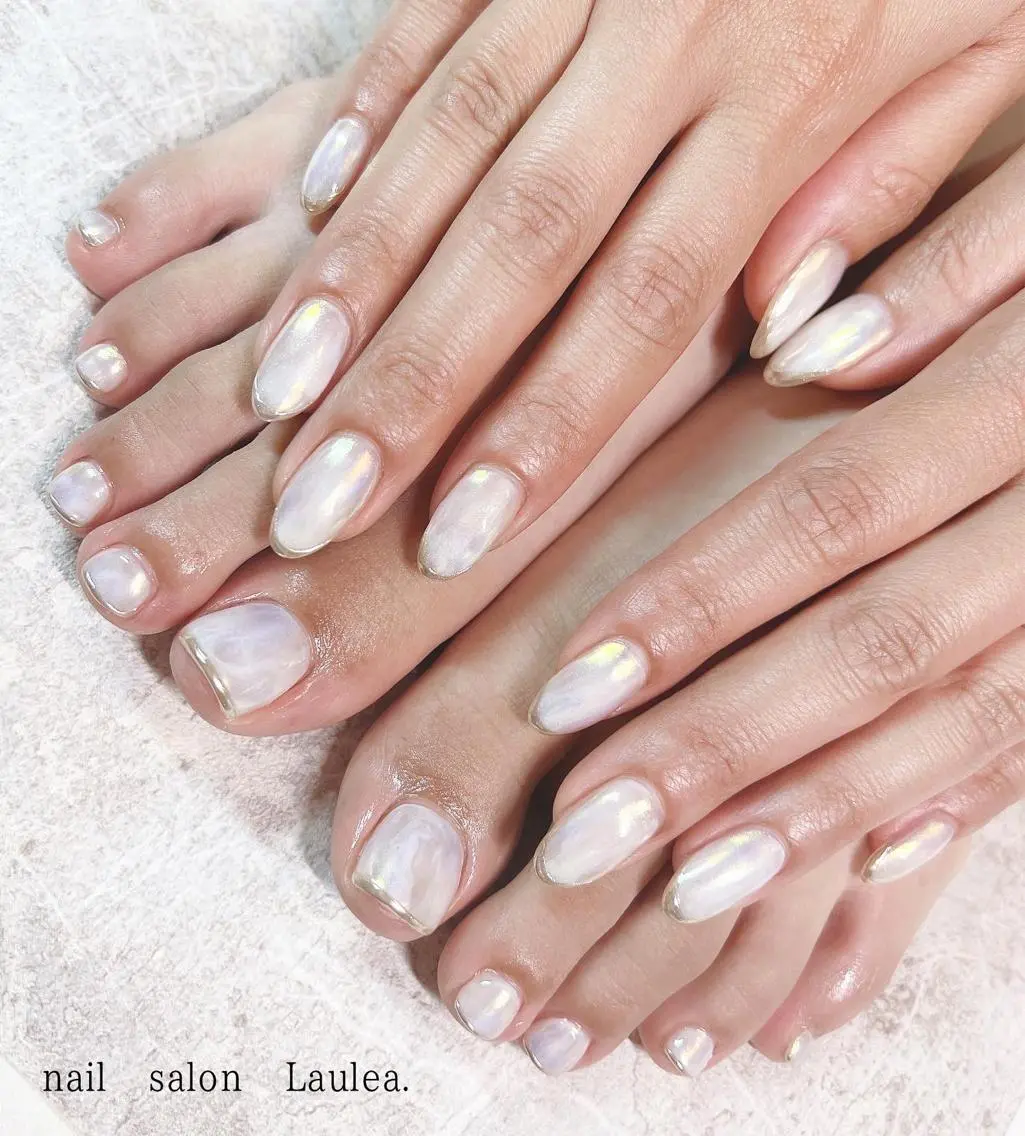 ネイル フレンチネイル ミラーネイル ニュアンスネイル nail salon Lauleaのネイルデザイン