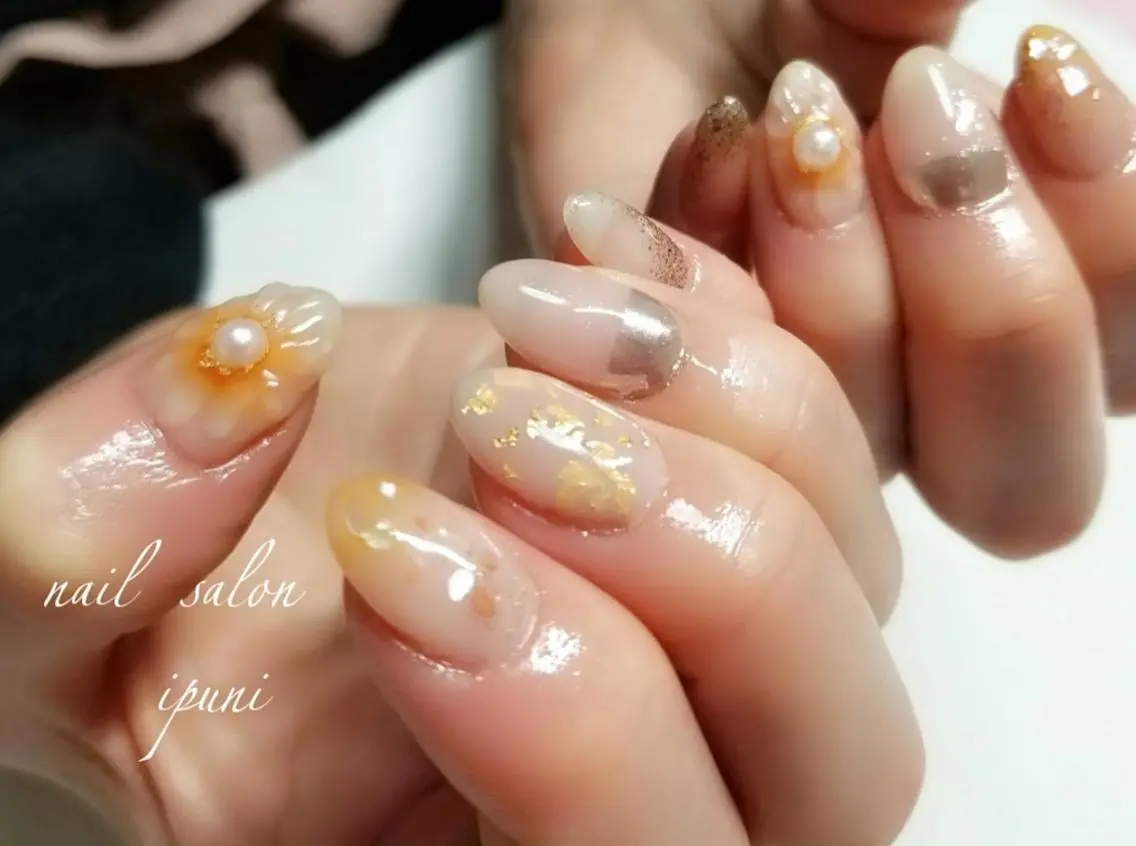 ネイル フラワーネイル ぷっくりネイル nail salon ipuniのネイルデザイン