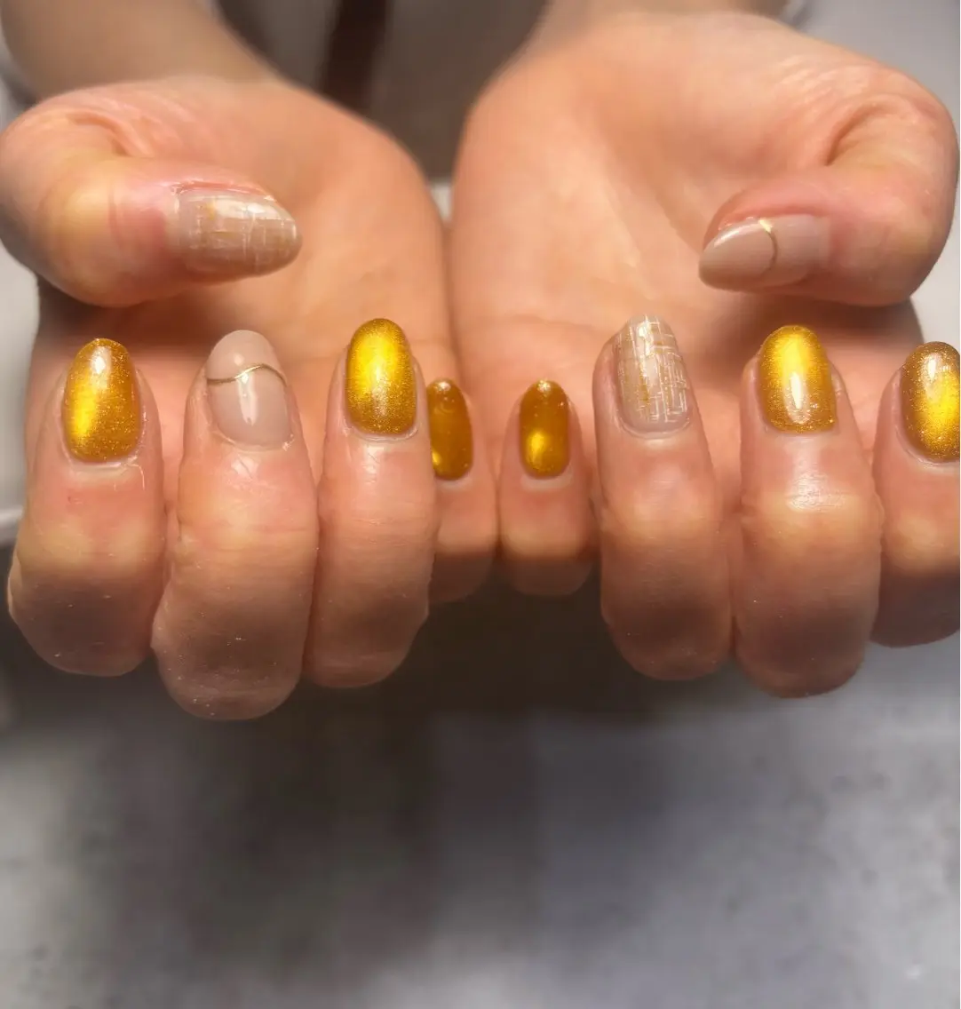 ネイル ミラーネイル ツイードネイル ハンドネイル 大東市ネイルサロン 【KYURA】きゅらのネイルデザイン
