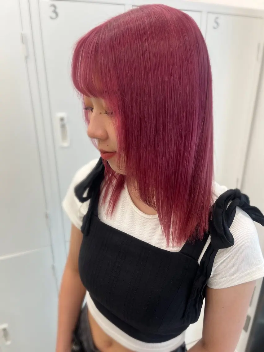 セミロング カラー ピンクカラー ヘアカラー トリートメント ヘアセット 🎀透明感 カラー🎀ミズキのヘアスタイル