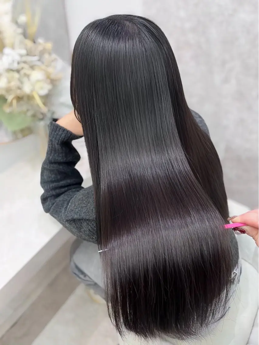 ロング カラー 🖤心 葉💄大宮/ ワンカラー/モデルのヘアスタイル