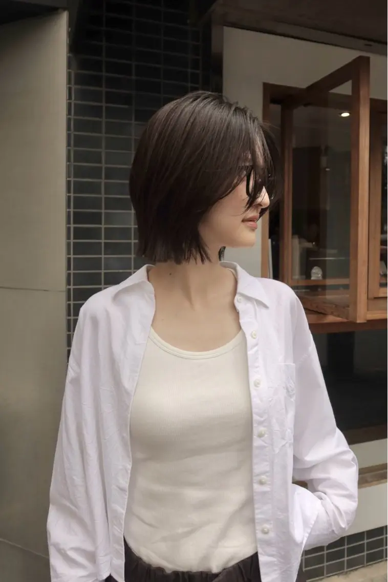 ミディアム カラー ボブレイヤー ボブ くびれヘア 顔周りカット レイヤーカット カット ヘアカラー トリートメント コハラ マリのヘアスタイル