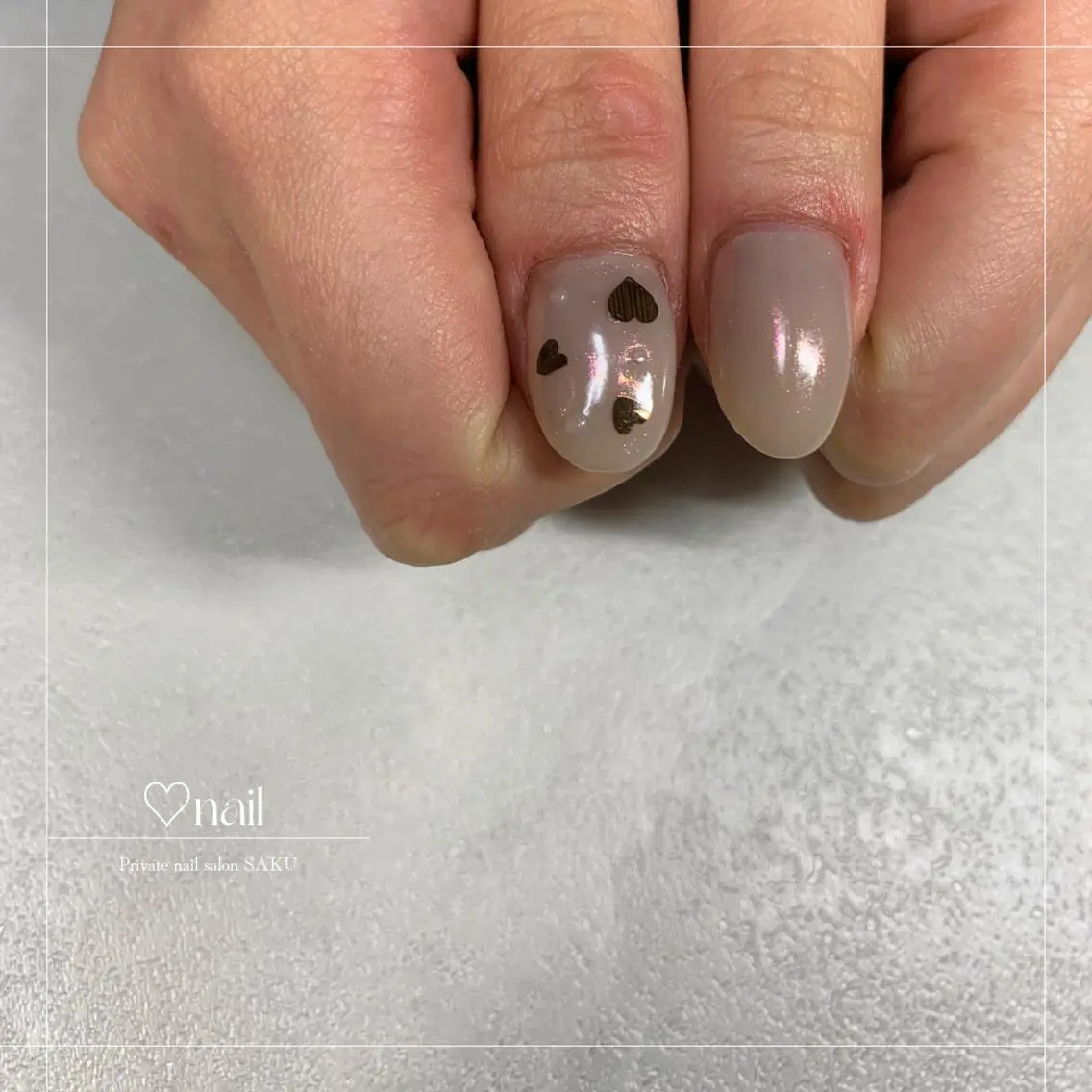 ネイル ハート ワンカラーネイル ハンドネイル SAKU nail 作島茜のネイルデザイン