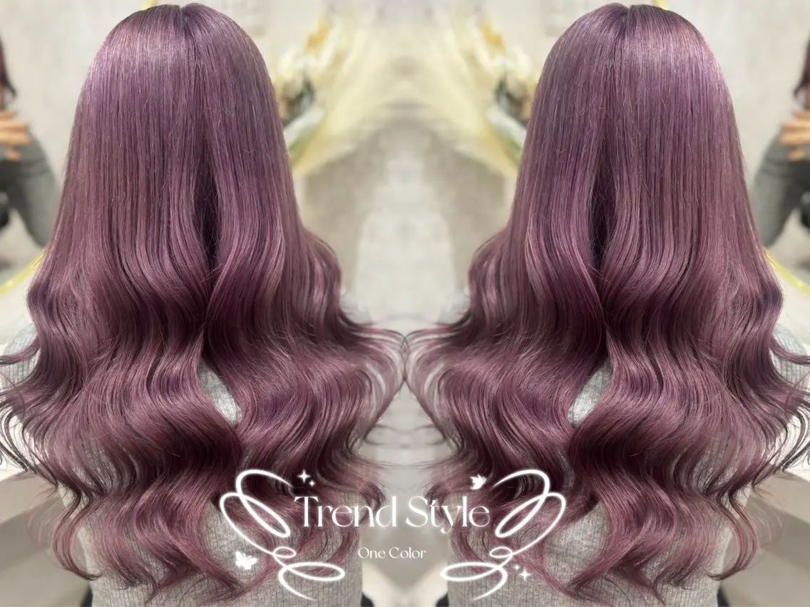 セミロング カラー ラベンダーカラー ラベンダーピンク ピンクカラー ヘアカラー トリートメント 🍑ももか🍑透明感 カラー/赤羽🦋のヘアスタイル