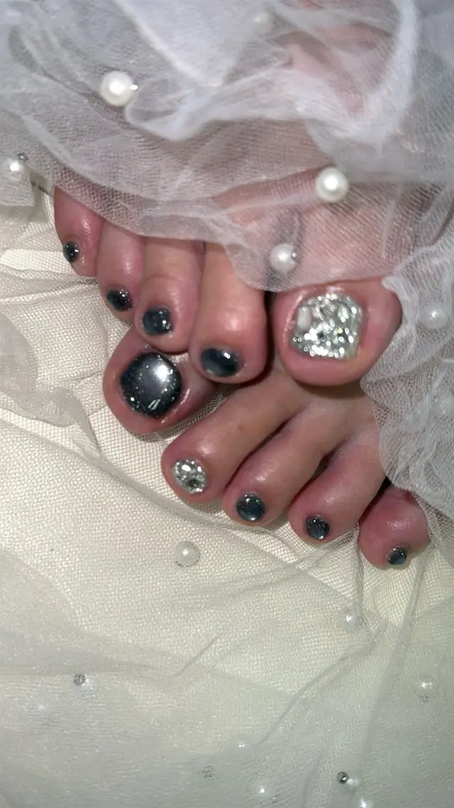 ネイル フラッシュネイル フラッシュマグ フットネイル フレンチネイル 韓国ネイル フットネイル SAKU nail 作島茜のネイルデザイン