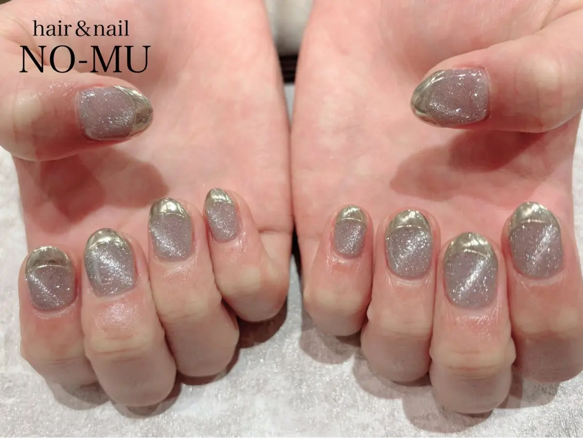 ネイル フレンチネイル マグネットネイル ミラーネイル ハンドネイル hair&nail NO-MUのネイルデザイン
