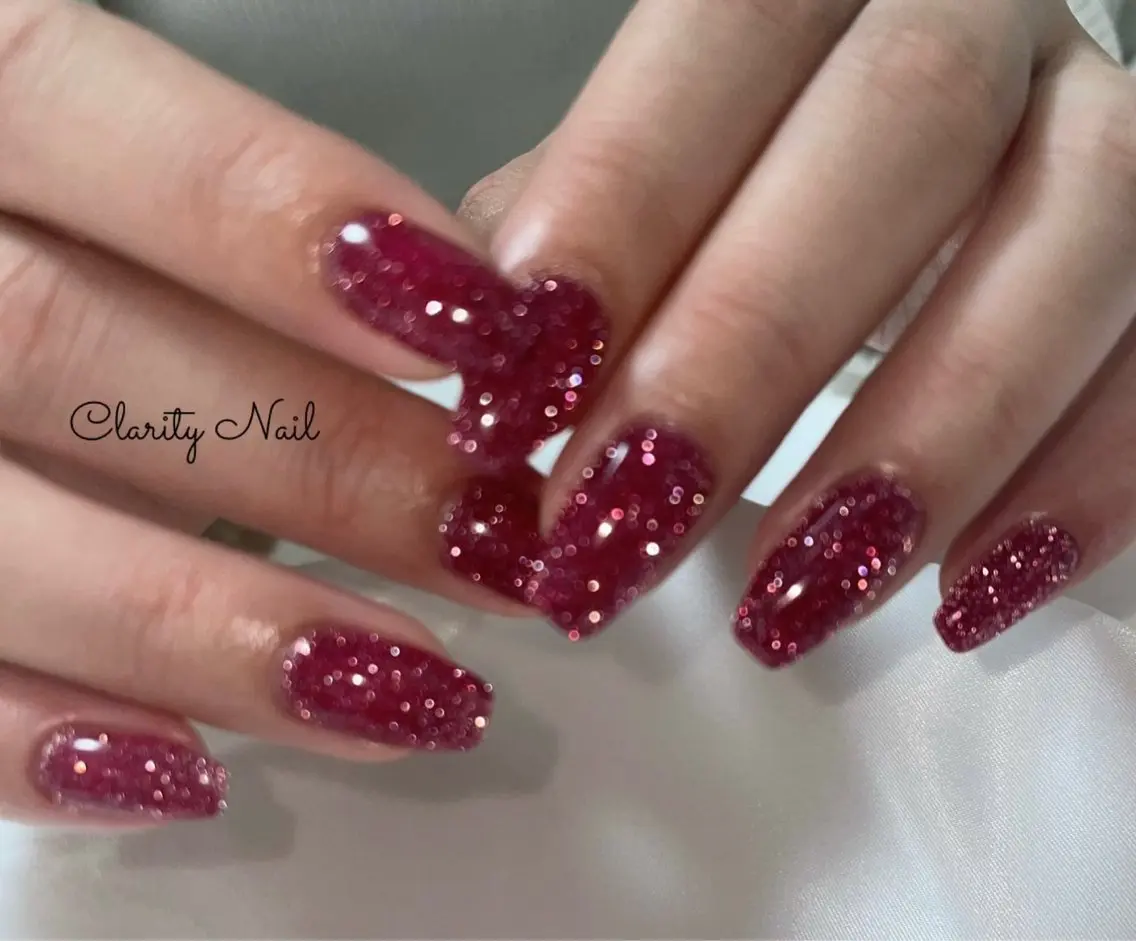 ネイル フラッシュネイル ラメ(グリッター) ワンカラーネイル ハンドネイル Clarity Nailのネイルデザイン