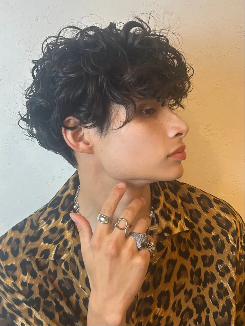 パーマ メンズ ボブ&寒色🎐ᩚ 短髪 COCOROのヘアスタイル