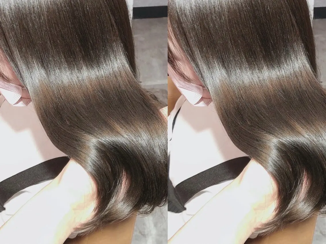 ミディアム カット ヘアカラー トリートメント 🫧小顔顔周りカット レイヤー/縮毛/白倉のヘアスタイル