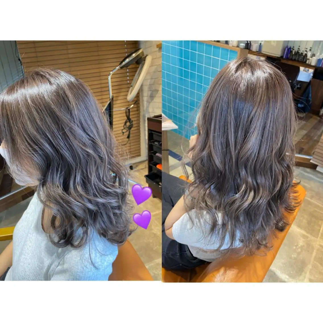 カラー ブリーチ グレージュ カット ヘアカラー トリートメント 🩵盛れる顔周りヘア EMI🩵のヘアスタイル