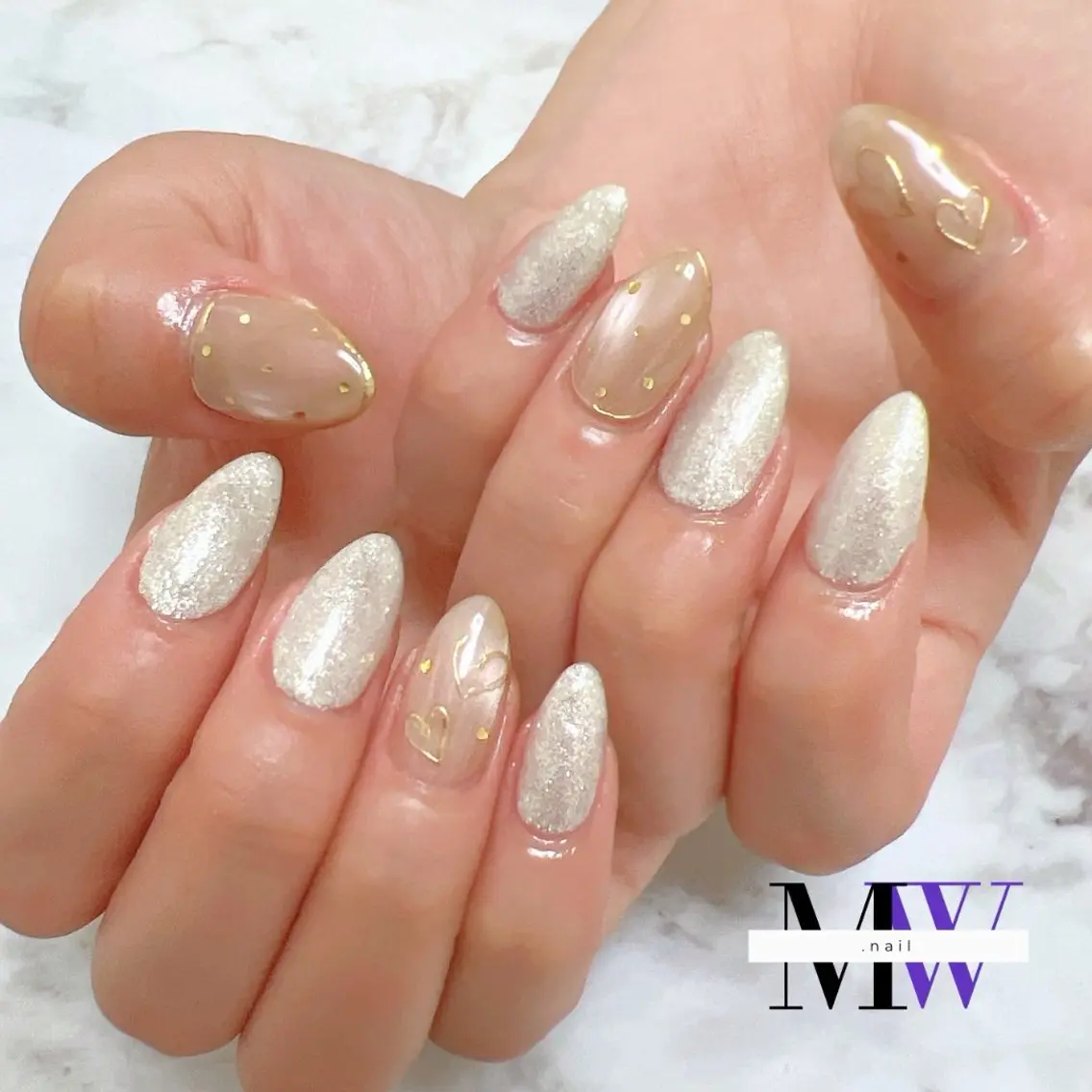 ネイル アートネイル ハート マグネットネイル ハンドネイル MW .nailのネイルデザイン