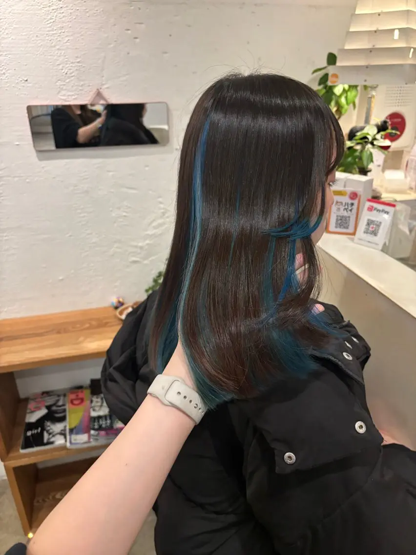 カラー ブリーチ ブルーカラー インナーカラー ヘアカラー 🎀透明感カラー🎀 Yurinoのヘアスタイル