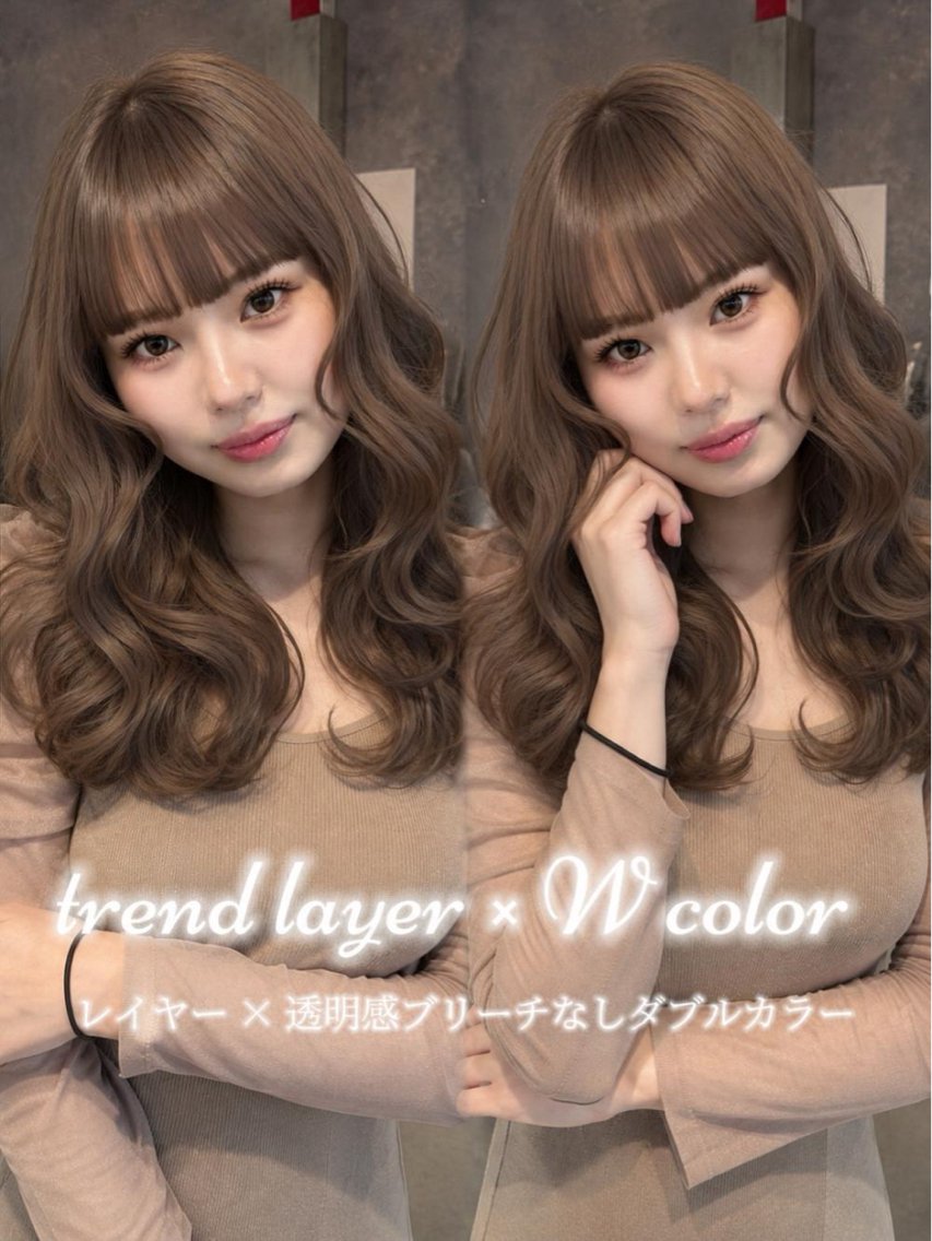 ロング カラー ベージュカラー ブリーチ ダブルカラー ヘーゼル ヘアカラー トリートメント 🍑ももか🍑透明感 カラー/赤羽🎀のヘアスタイル