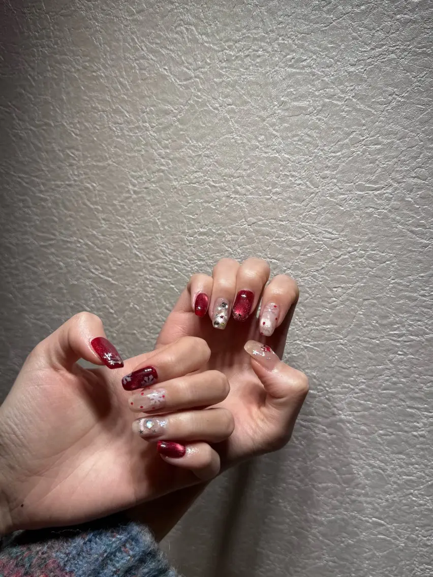 ネイル アートネイル フットネイル ジェルネイル ハート マグネットネイル babarla Nailのネイルデザイン