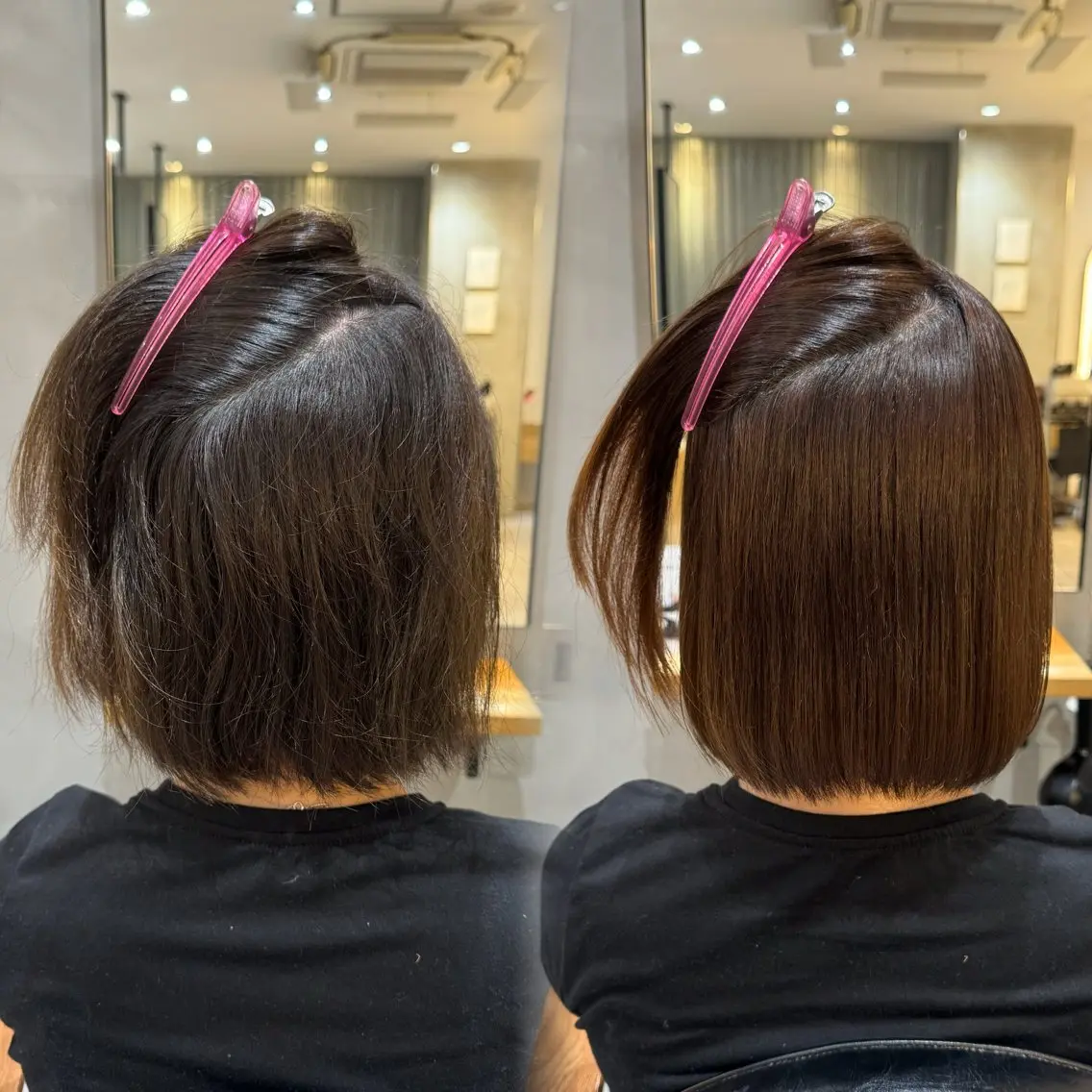 ミディアム 縮毛矯正 トリートメント 岩戸優奈💗盛れる 前髪/透明感カラーのヘアスタイル