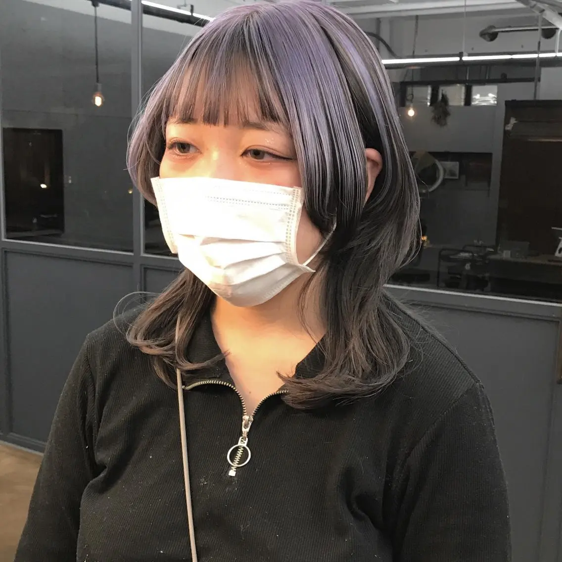 ミディアム カラー デザインカラー パープルカラー ウルフカット カット ヘアカラー トリートメント ヘアセット ✂︎ウルフ・ショート ✂︎MIKUNIのヘアスタイル