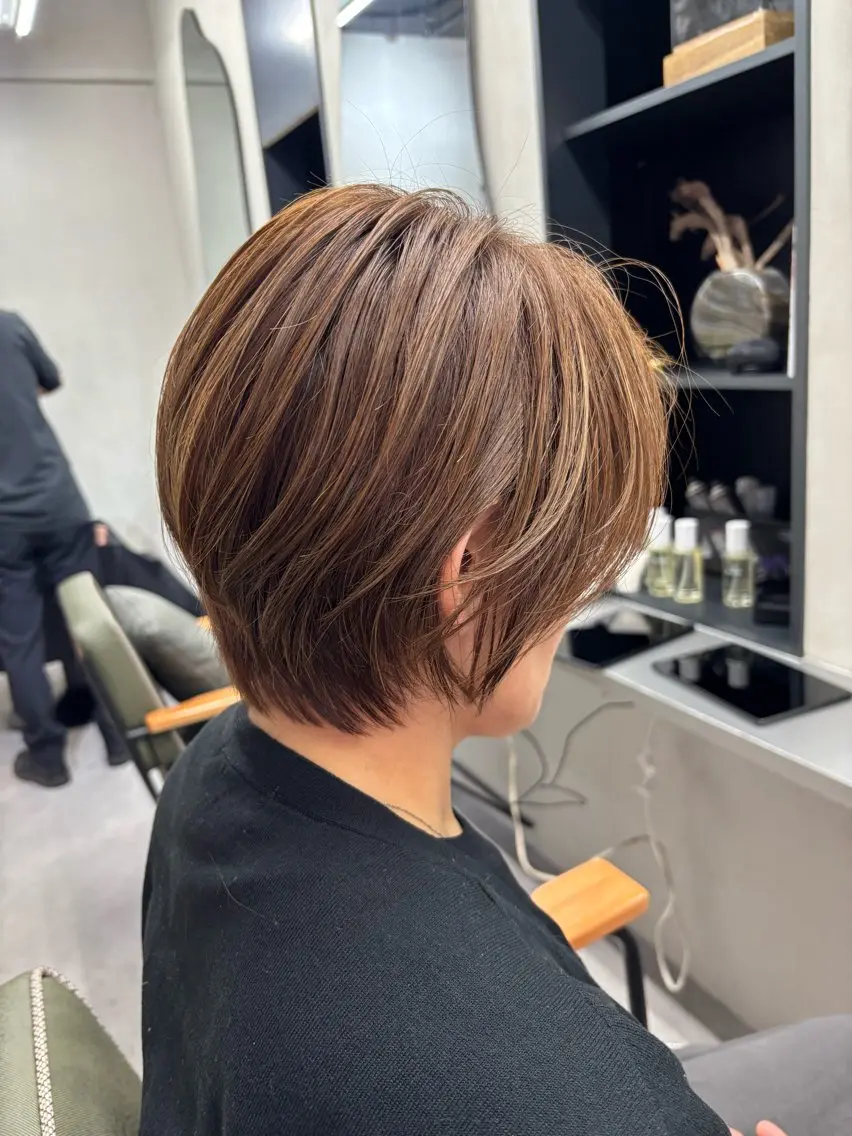 ショート カラー ブラウンカラー ショートヘア カット ヘアカラー トリートメント nico 麻生 やまざきれいのヘアスタイル