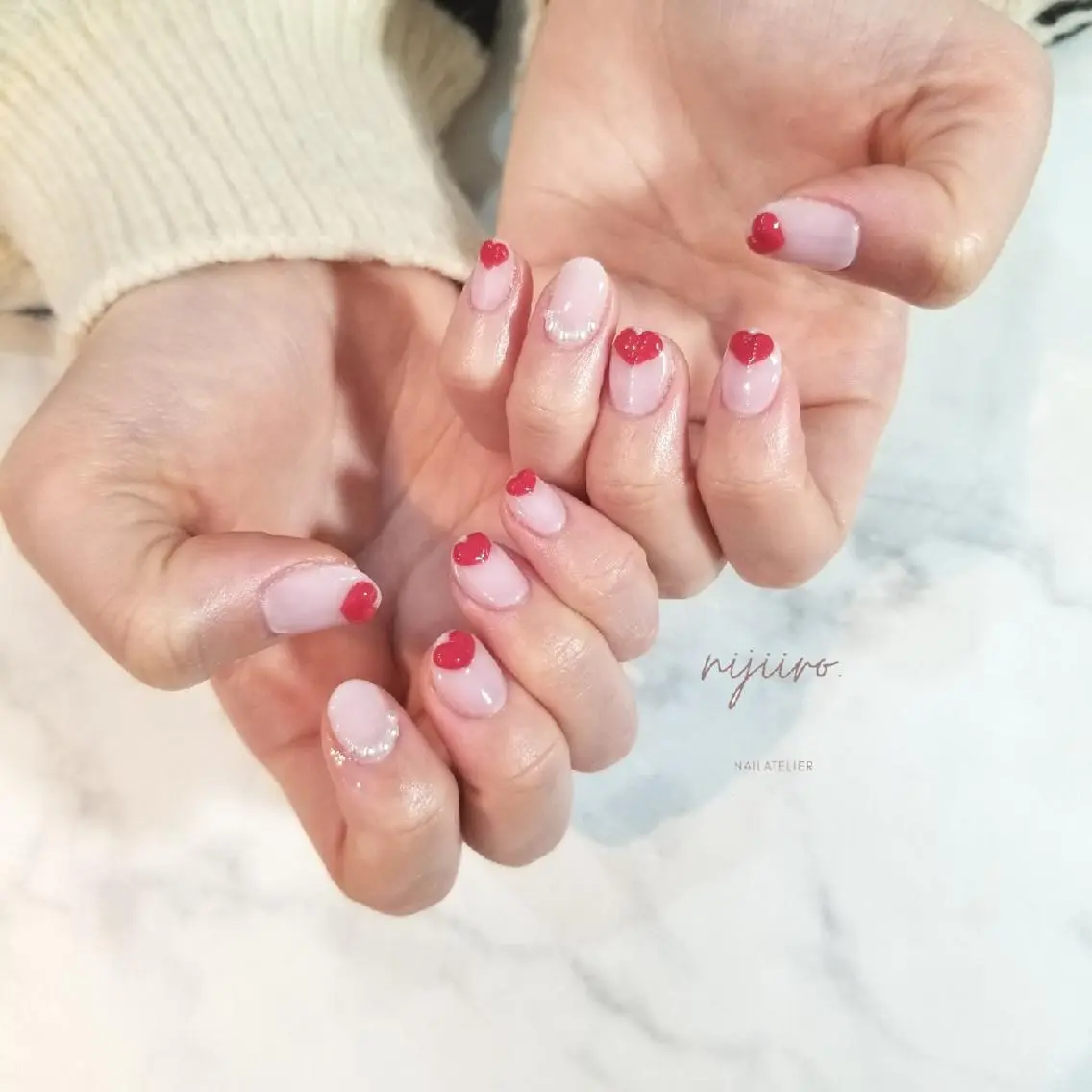 ネイル ハート ハンドネイル nijiiro🌈 サトウのネイルデザイン