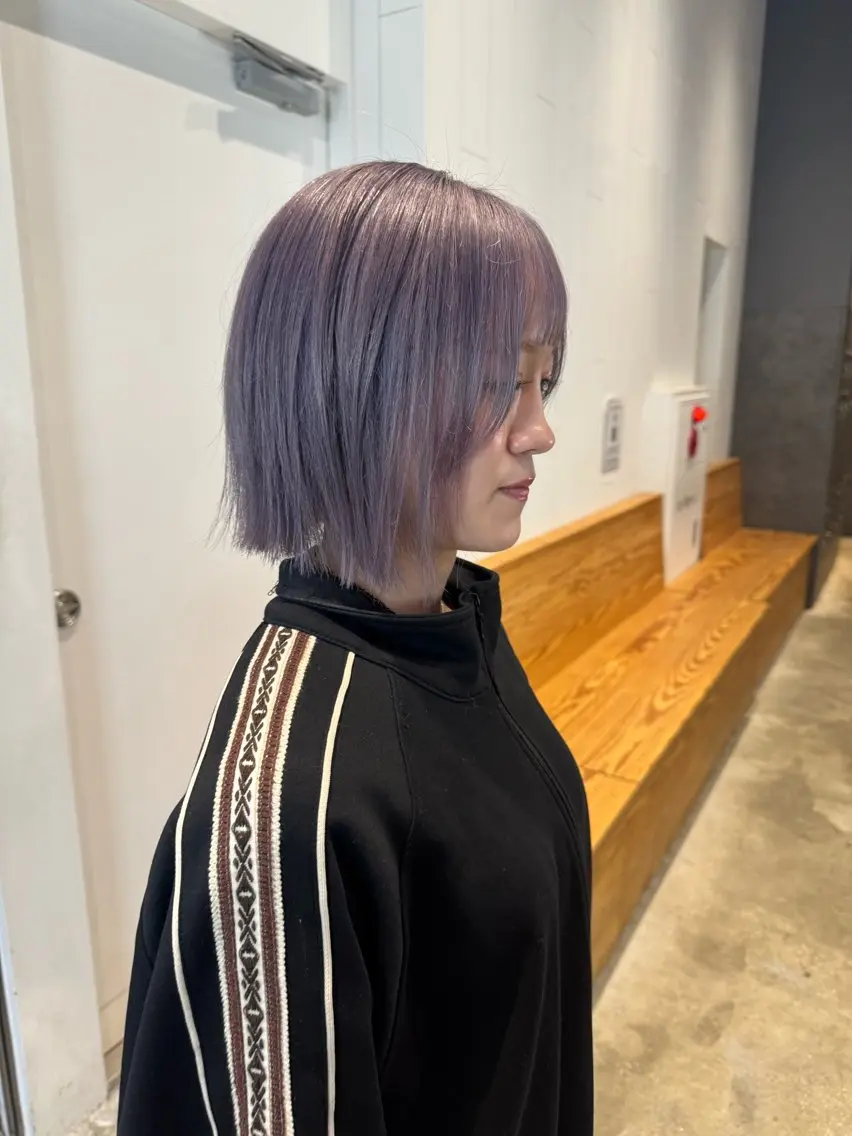 ショート カラー ブリーチ ブロンド ラベンダーカラー シルバー 【似合わせカラー】 西口嶺河のヘアスタイル