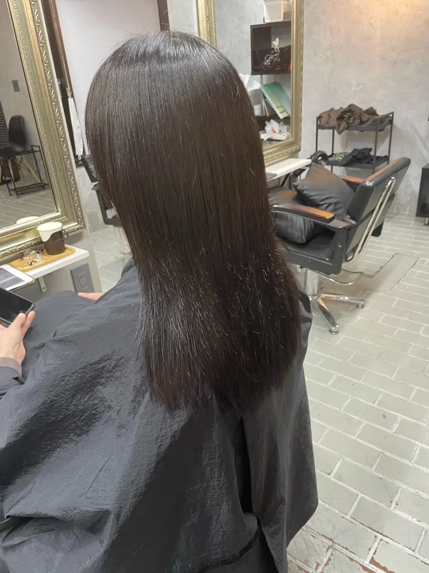 ロング 髪質改善 カット ヘアカラー 縮毛矯正 トリートメント 艶髪/透明感カラー 山﨑俊輔のヘアスタイル