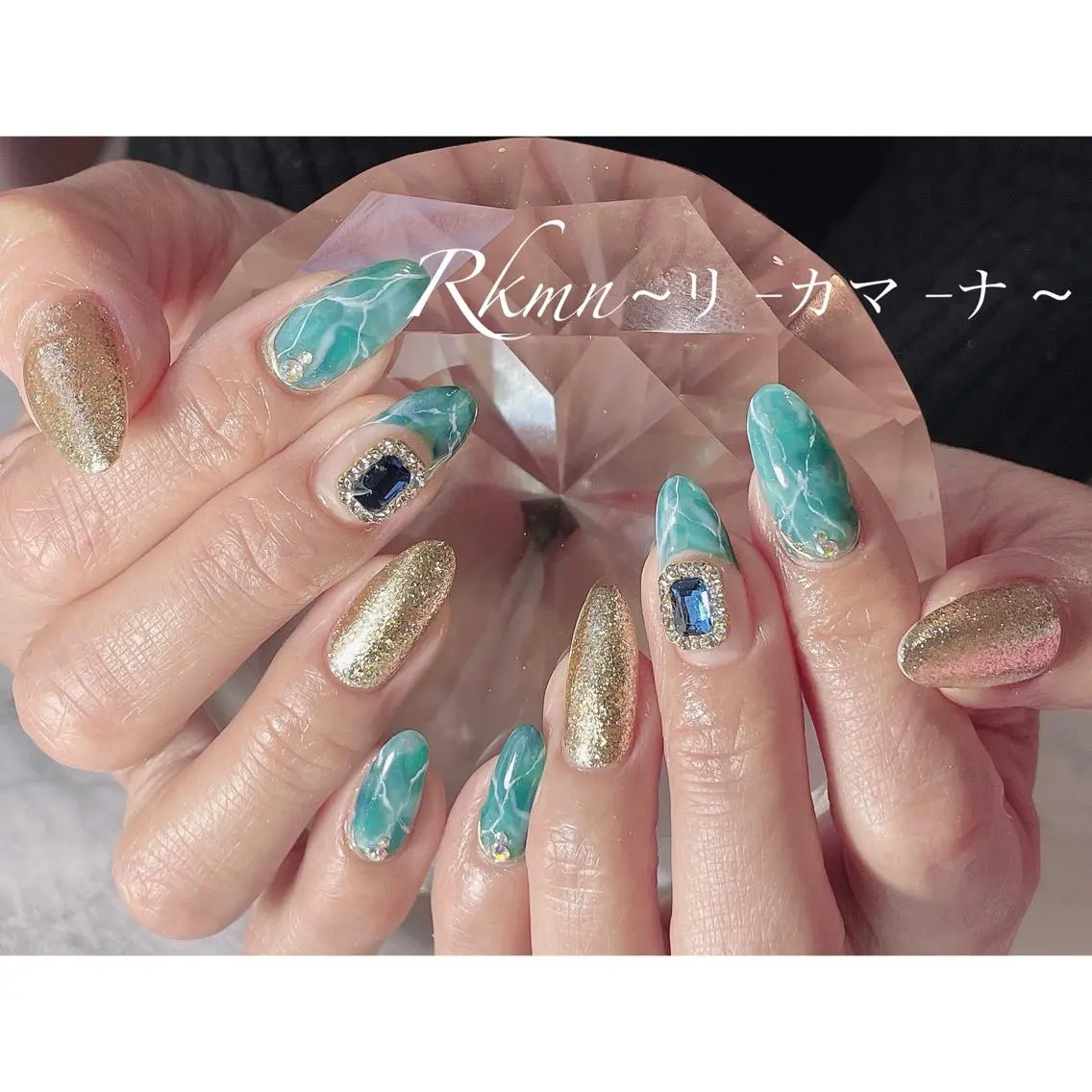 ネイル アートネイル ゴールド 大理石ネイル(マーブル) 春ネイル ハンドネイル フットネイル ハンドケア Rkmn ~リ-カマ-ナ~のネイルデザイン