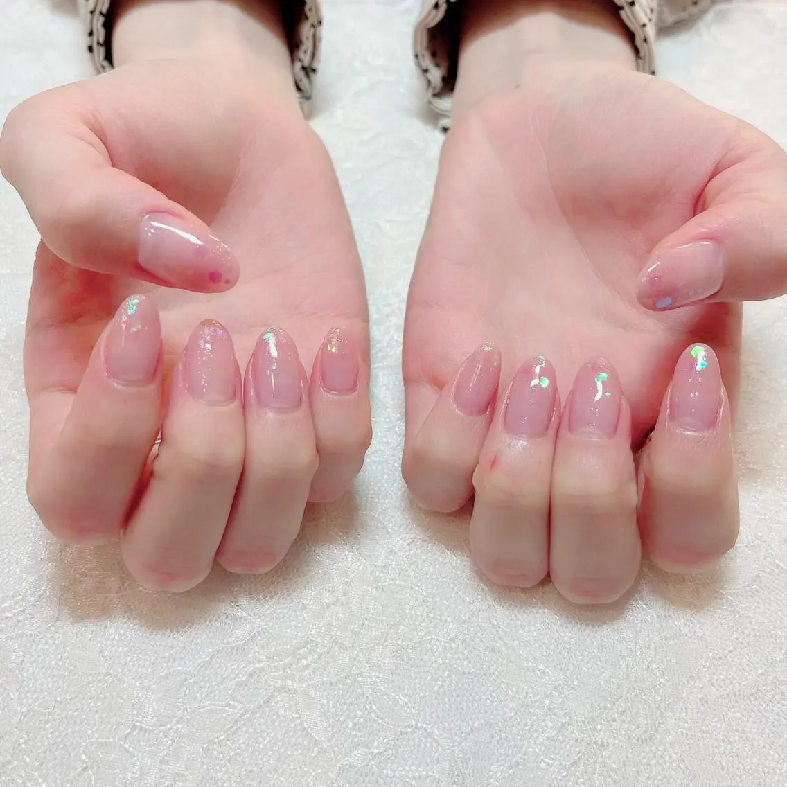 ネイル クリアネイル グラデーション ピンク ピンクベージュ ハンドネイル aoi nailのネイルデザイン