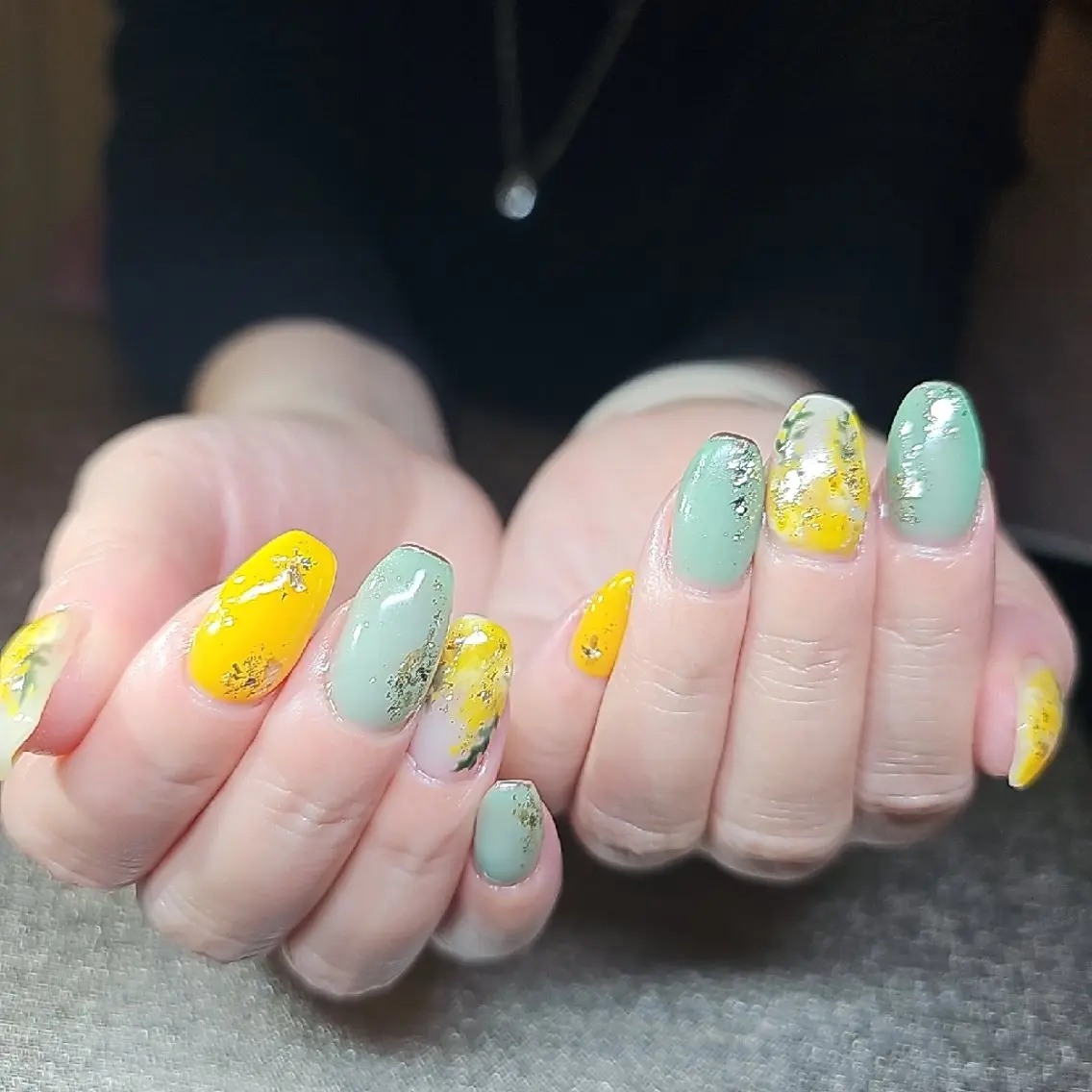 ネイル グリーン 春ネイル salon de  Princessのネイルデザイン