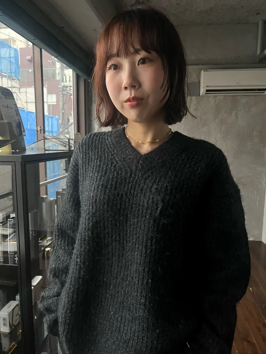 ミディアム パーマ くるみ🩰/ボブ レイヤー/暖色カラーのヘアスタイル