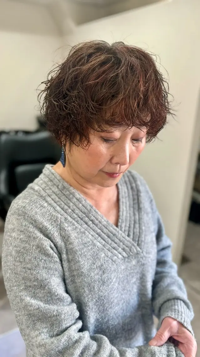 ショート カラー パーマ デザインカラー オレンジ 大阪ヴィーガンサロン KANAKOのヘアスタイル