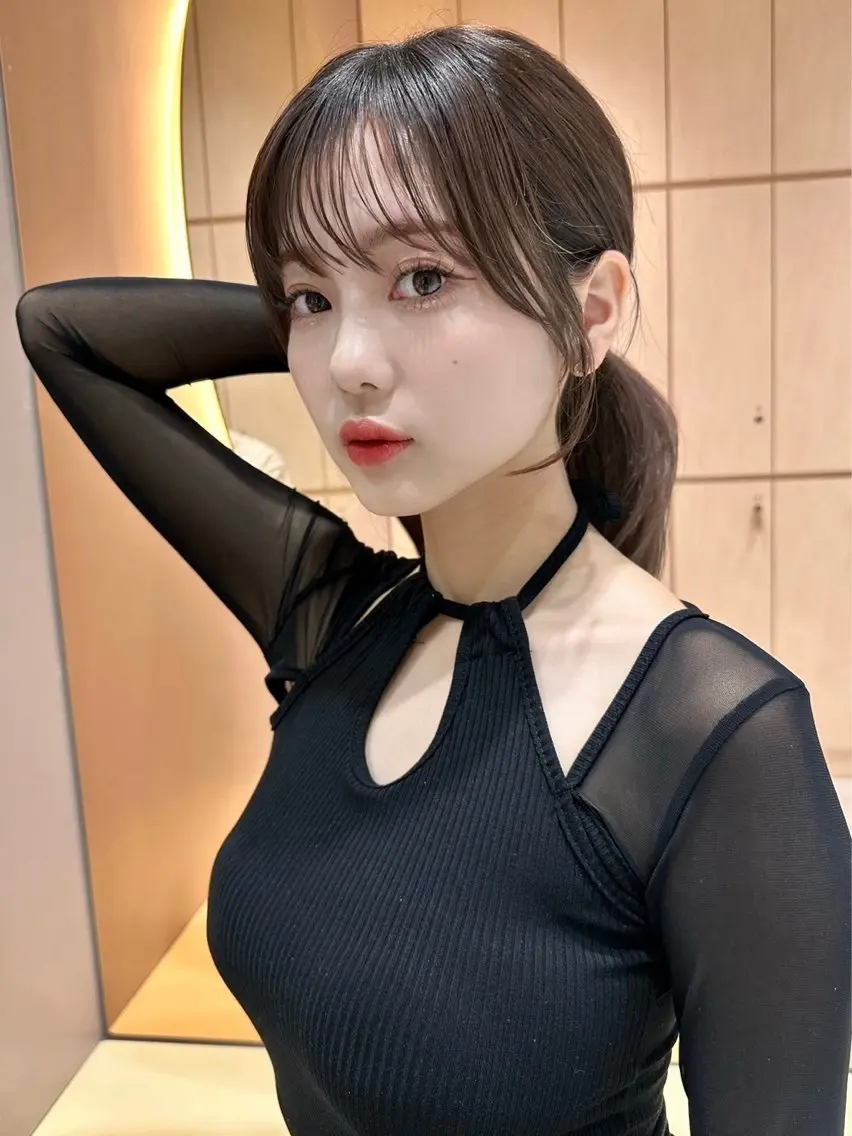 セミロング カラー ヘアアレンジ アッシュ 黒髪 ブリーチ ブルーカラー ブルーブラック 🔶似合わせセンター パート/ヤス🔶のヘアスタイル
