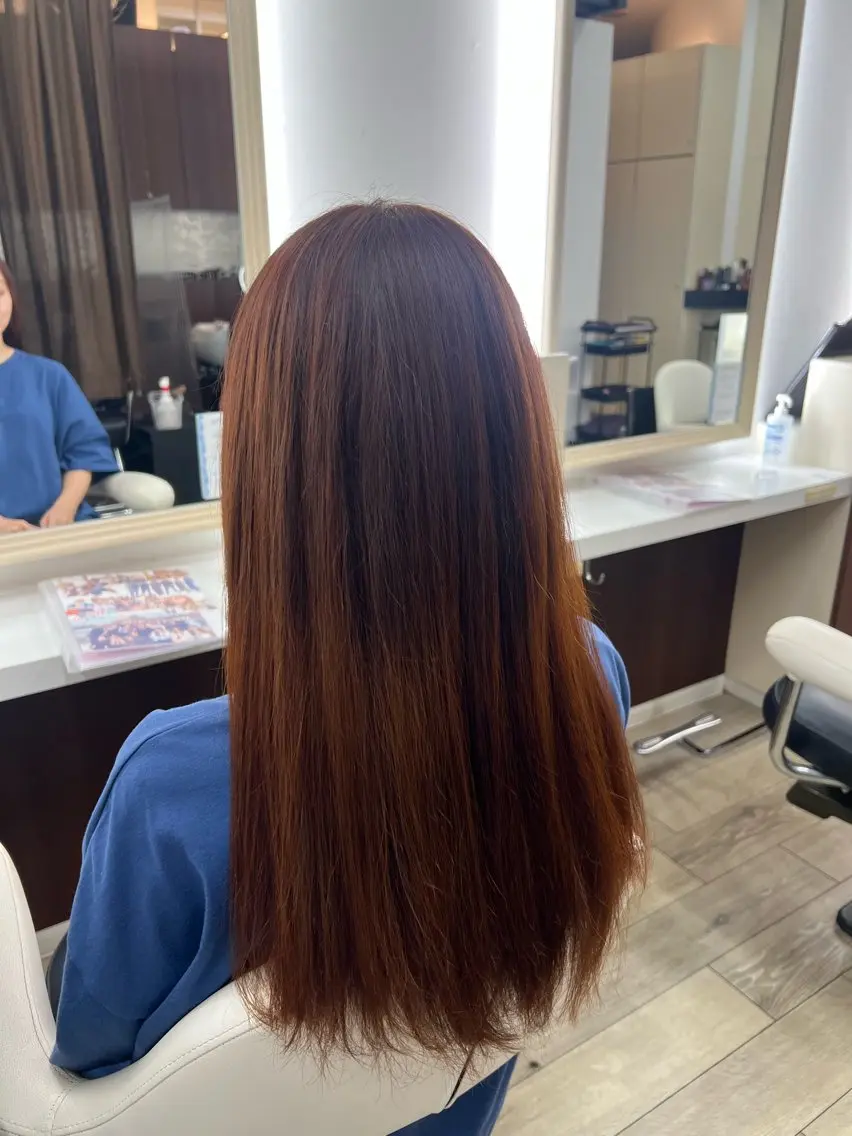 ロング カラー オレンジ 宮田 かやののヘアスタイル