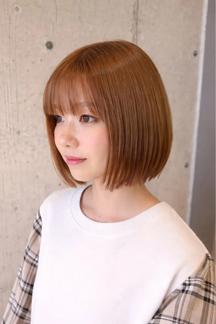 ミディアム カラー ヘアアレンジ ヘアカラー トリートメント ボブ×艶カラー 特化・リクト💥のヘアスタイル