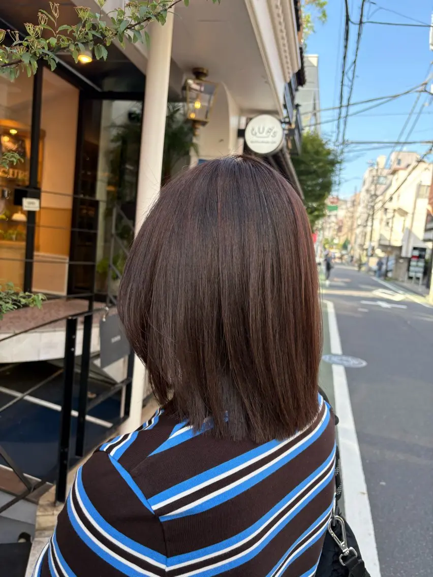 ミディアム カット ヘアカラー 縮毛矯正 髪質改善ストレート/ 透明感カラー🥣🤍のヘアスタイル