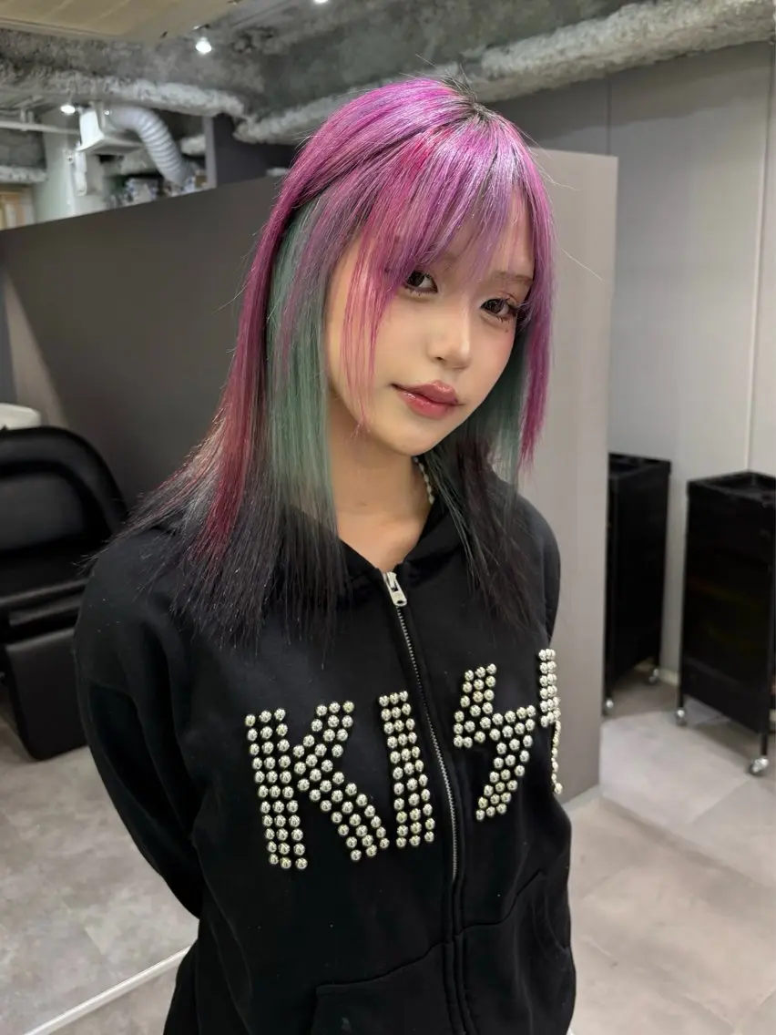 ミディアム カラー デザインカラー ヘアカラー 名古屋／デザイン／ ブリーチ/松井亮磨のヘアスタイル
