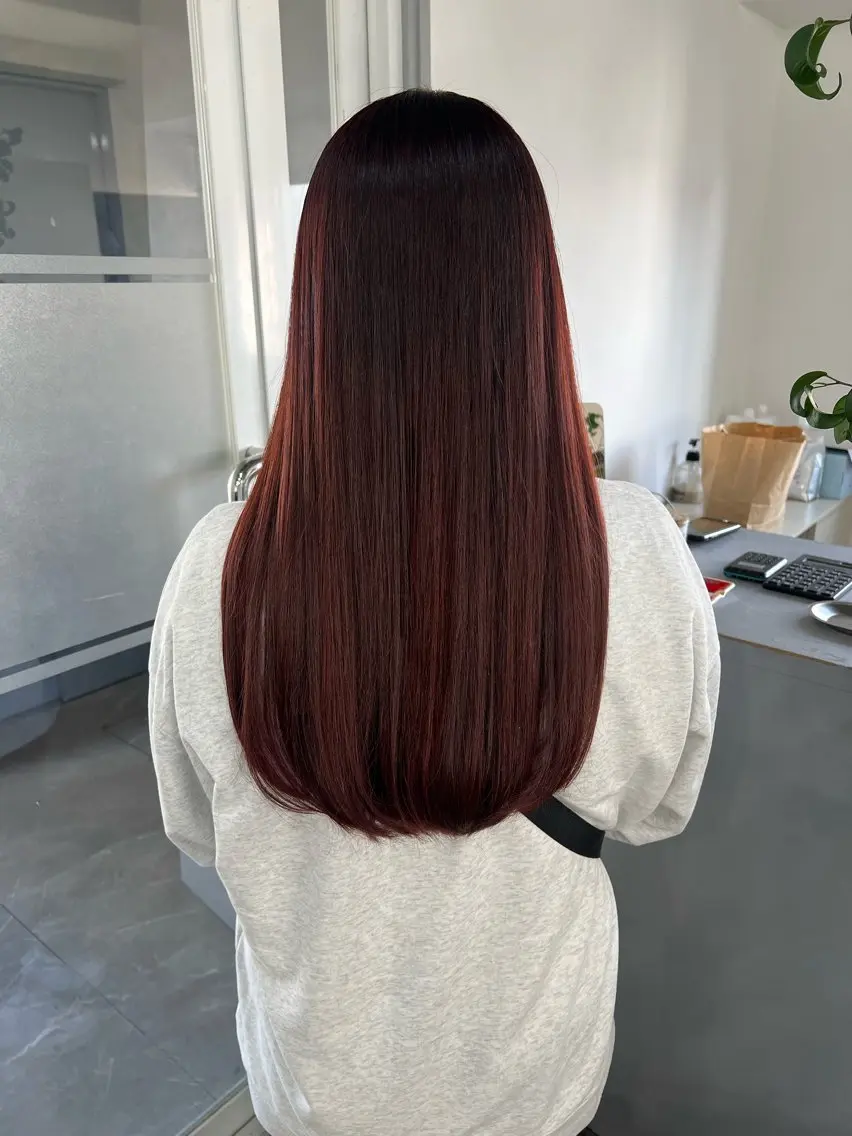 【minimo限定🩷】ロングカット+ブリーチなし暖色艶カラー+トリートメント🍇の写真