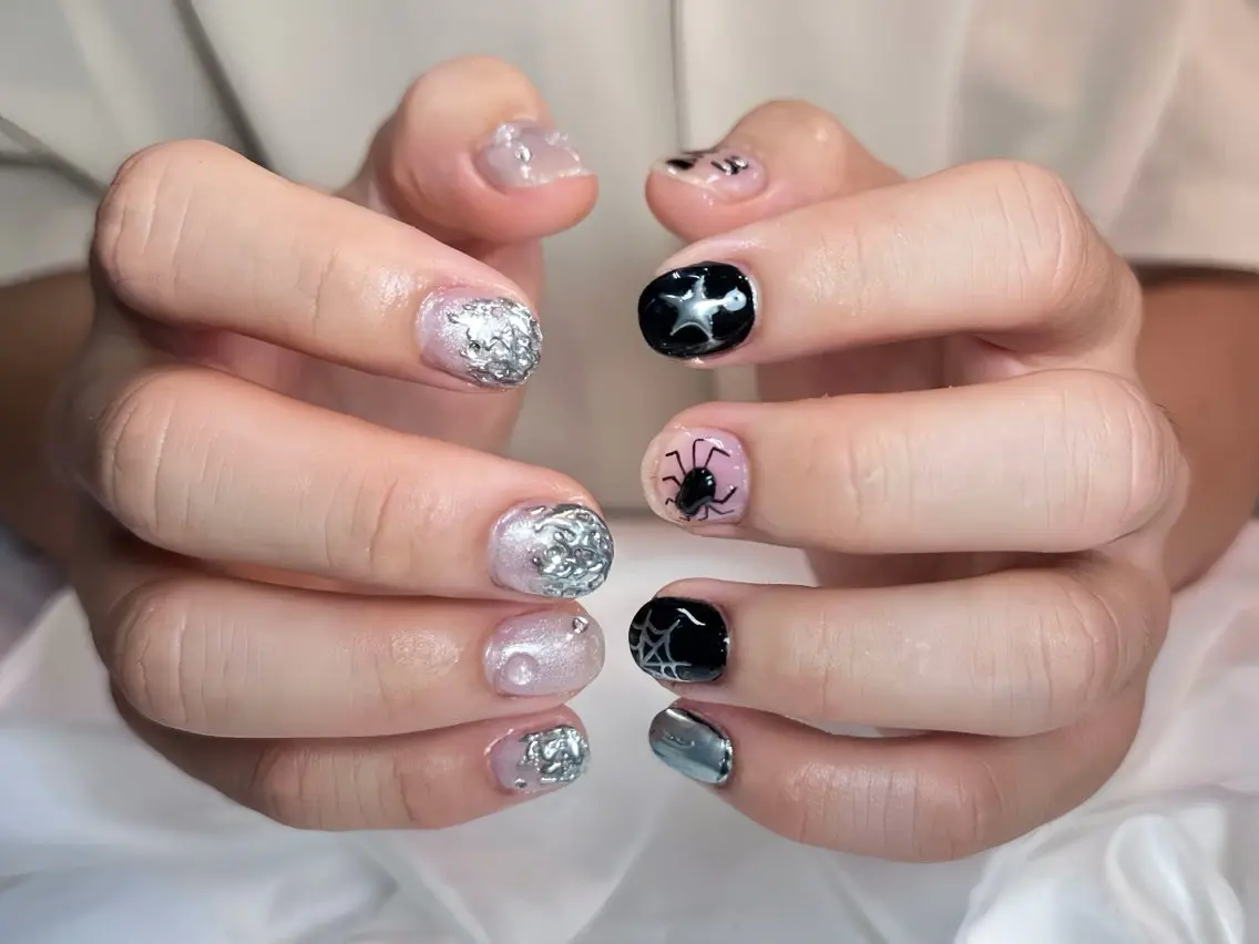 ネイル アートネイル ハロウィン ロングネイル スカルプネイル ネイルチップ ハンドネイル Rin Nail 新大久保店のネイルデザイン