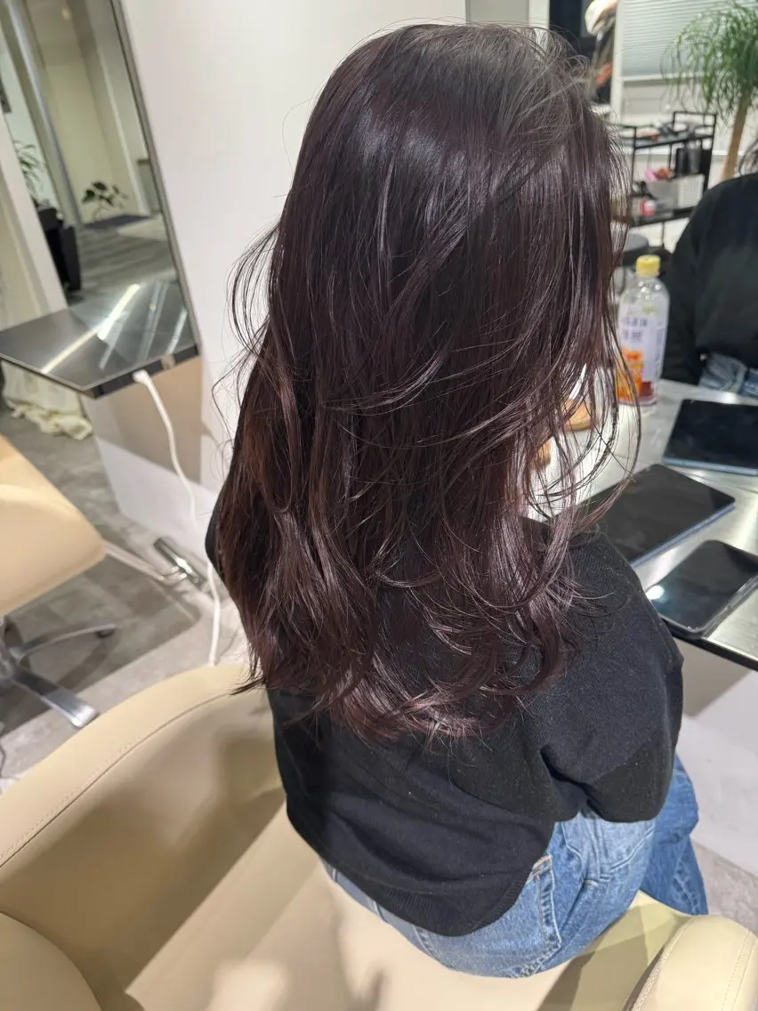 ロング カラー ハイライトカラー ハッシュカット ハイライト レイヤーカット カット ヘアカラー トリートメント 夜23時まで予約🉑 reverieあきらのヘアスタイル